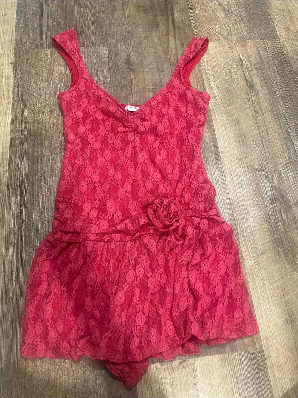 Kimchi Blue Red Lace Mini Dress romper size m